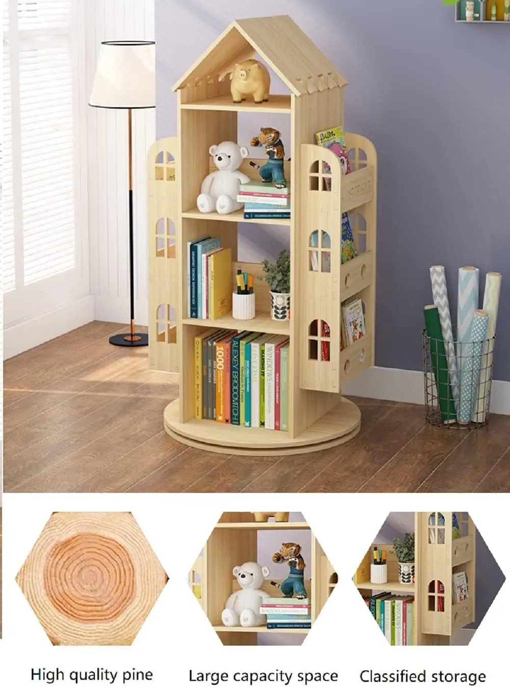 360 Rotating Kids Bookshelf Organizer 3 360 Rotating Kids Bookshelf Organizer 3