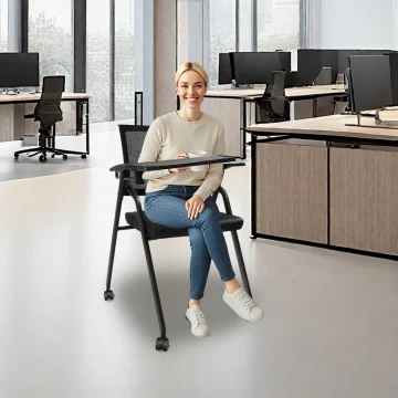 Black Steel Reception Chair Set with Table 1