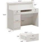 White Reception Desk with Light and Drawers 2