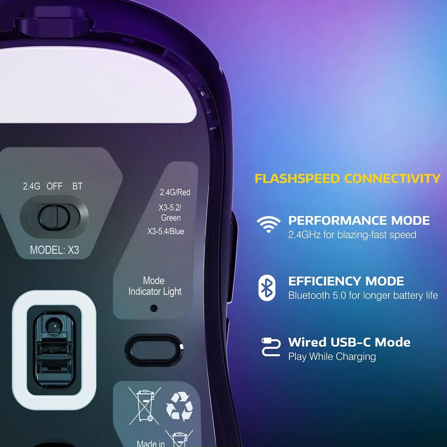 ATTACK SHARK X3 Tri Mode Wireless Gaming Mouse 3 ATTACK SHARK X3 Tri Mode Wireless Gaming Mouse 3