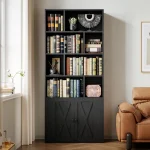 Tall Bookshelf Storage Cabinet with Doors 2