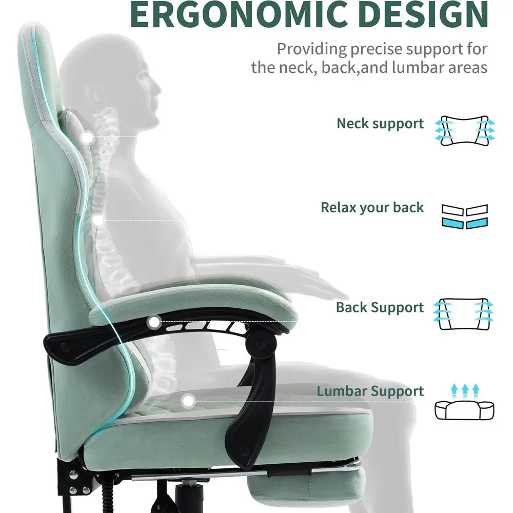 Big and Tall Fabric Gaming Chair Footrest 3 Big and Tall Fabric Gaming Chair Footrest 3