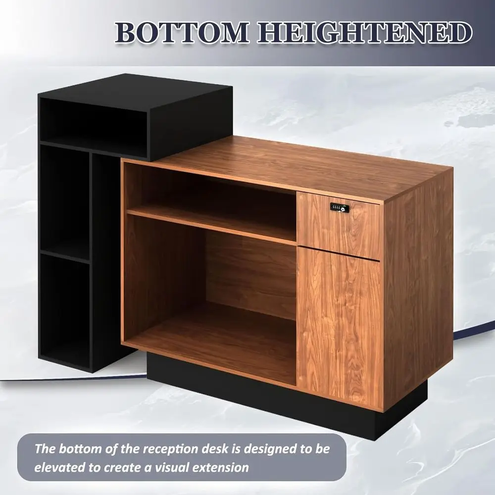 59-Inch L-Shaped Reception Desk Cabinet 6 59-Inch L-Shaped Reception Desk Cabinet 6