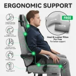 Fabric Gaming Chair with Footrest and Support 3