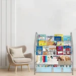 Kids Grey Bookshelf Toy Organizer 32-Inch 4