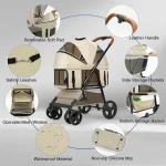 Compact 4 Wheel Pet Stroller with Carrier 2