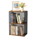 2 Tier Stackable Cube Bookshelf Black 1
