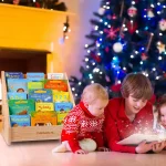 Montessori Kids Wooden Book Display Shelf 6
