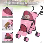 4-Wheel Pet Stroller with Brakes and Storage 2