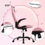 Gaming Chair Office Chair Desk Chair with Lumbar Support Flip Up Arms Headrest Swivel Rolling Adjustable PU Leather Racing 5