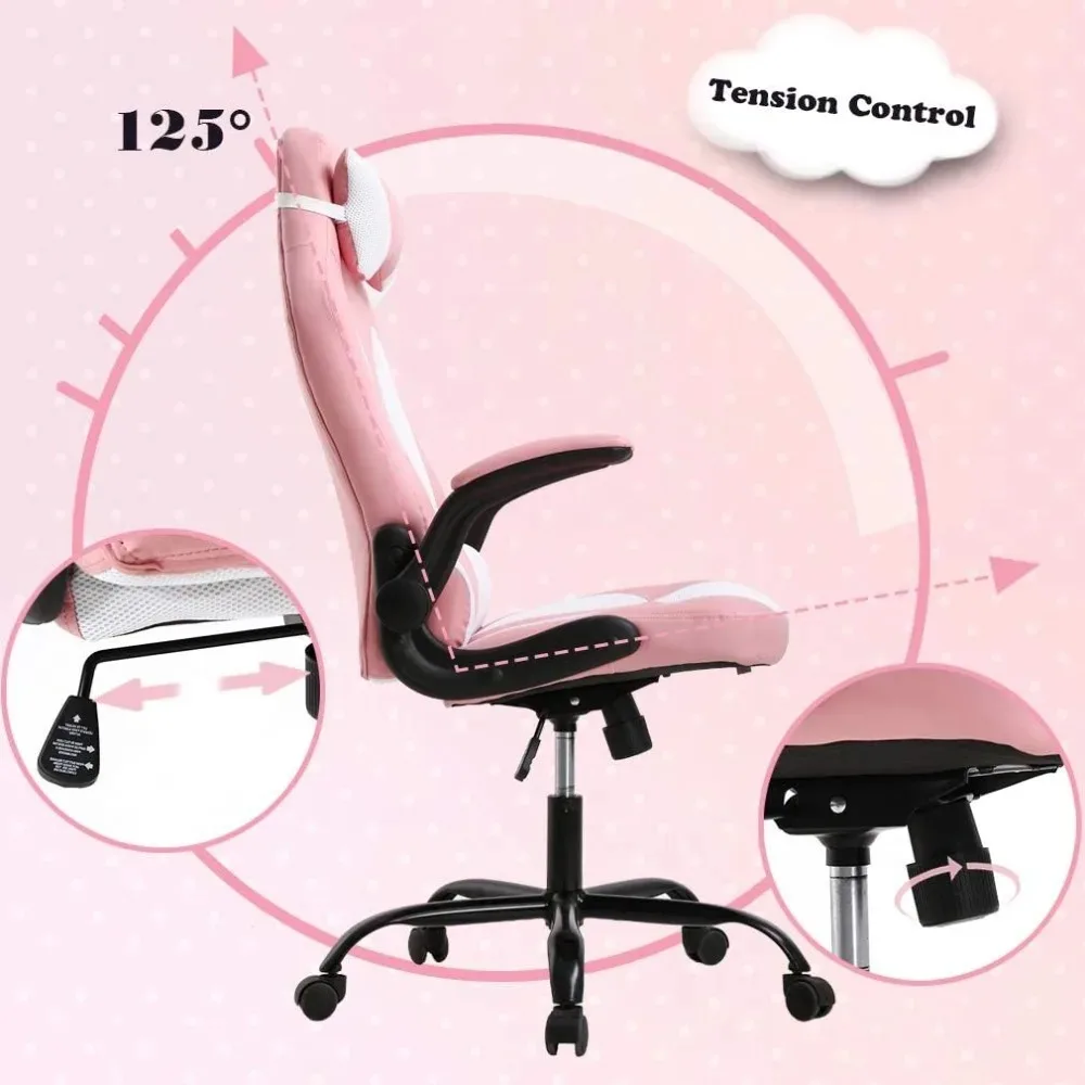 Gaming Chair Office Chair Desk Chair with Lumbar Support Flip Up Arms Headrest Swivel Rolling Adjustable PU Leather Racing 5 Gaming Chair Office Chair Desk Chair with Lumbar Support Flip Up Arms Headrest Swivel Rolling Adjustable PU Leather Racing 5