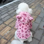 Leopard Fleece Dog Hoodie Coat 5