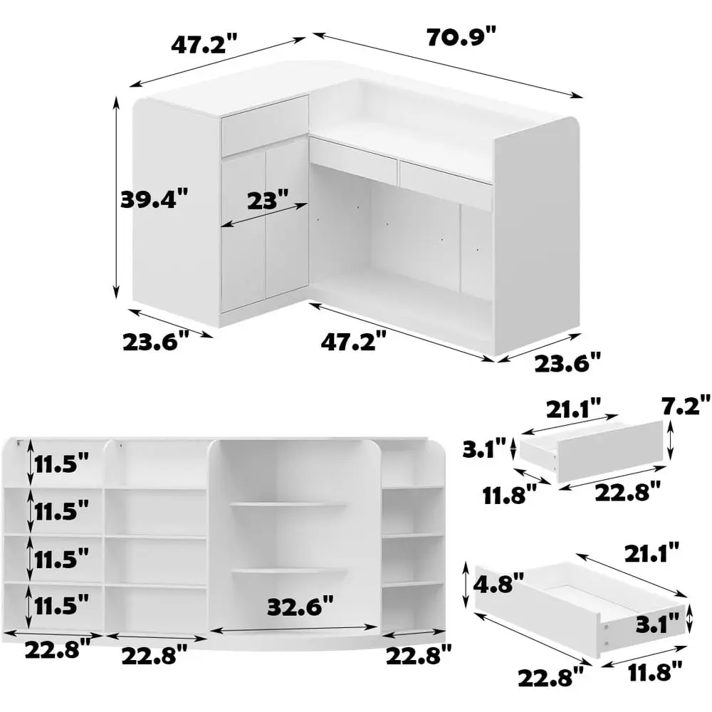 L-Shape Reception Desk With Drawers and Shelves 2 L-Shape Reception Desk With Drawers and Shelves 2