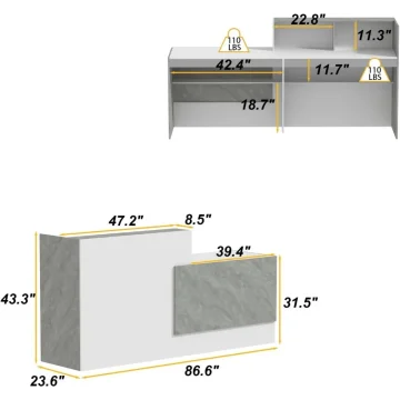 Modern Reception Desk With Storage Shelves 2