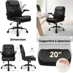 Ergonomic Mid-Back Leather Office Chair with Adjustable Armrests and Wheels for Computer Desk and Gaming 1