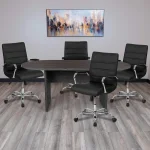 Rustic Gray Conference Table Chair Set 2