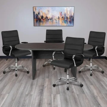 Rustic Gray Conference Table Chair Set 2