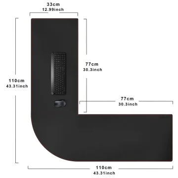 L Shape Corner Desk Mat 43.3-inch PU Leather 2