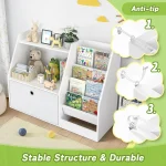 Kids Wooden Bookshelf Storage Organizer 6