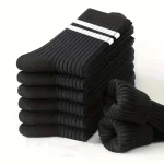 Casual Striped Mid Tube Socks 6 Pairs 1