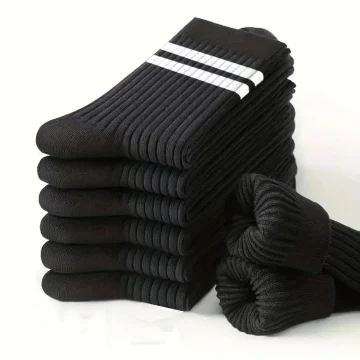 Casual Striped Mid Tube Socks 6 Pairs 1