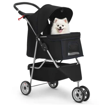 3-Wheel Foldable Pet Stroller with Mesh 1