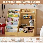4-Tier Kids Bookshelf with Sling Pockets 4