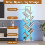 LED Corner Bookshelf 9 Tier Wood Bookcase 6