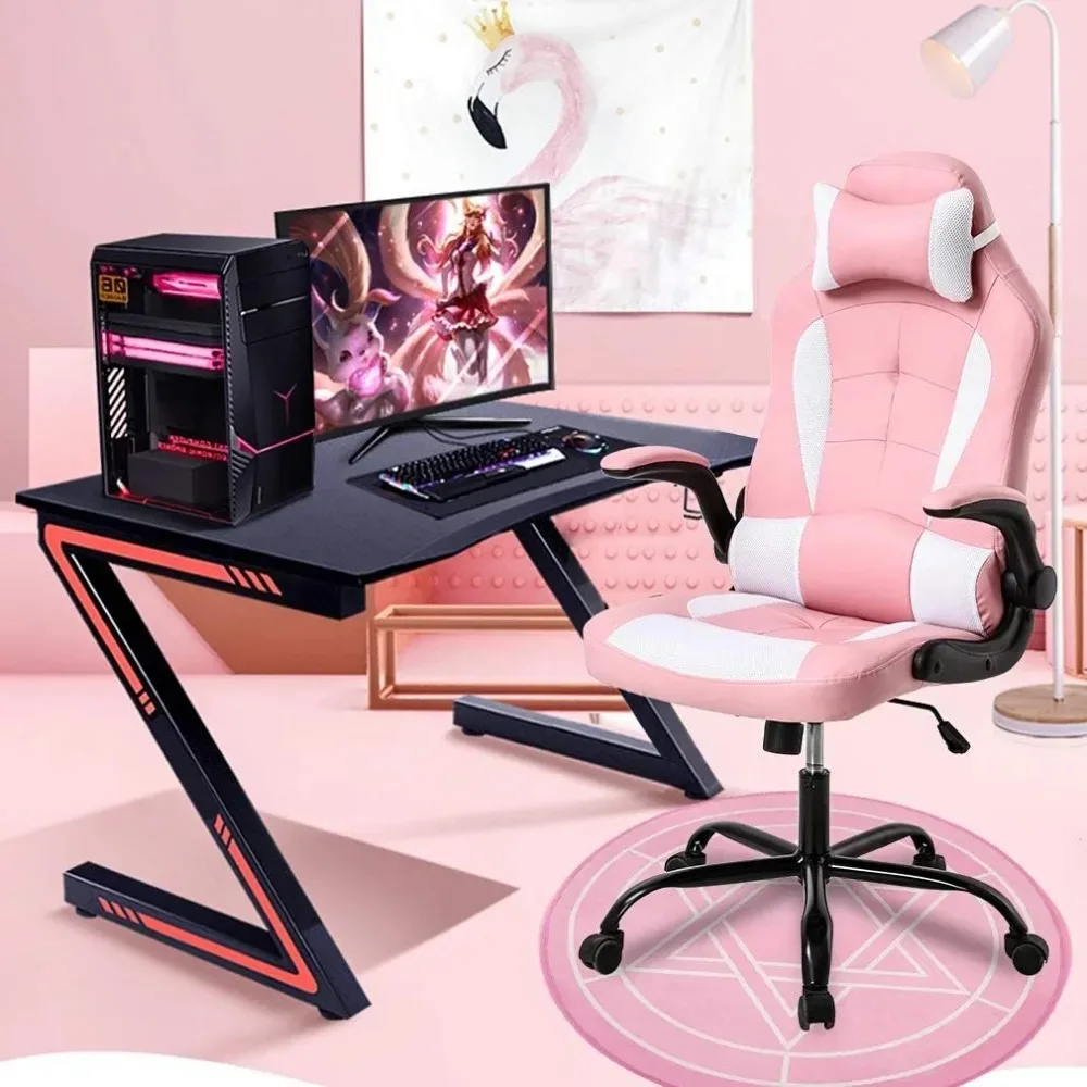 Gaming Chair Office Chair Desk Chair with Lumbar Support Flip Up Arms Headrest Swivel Rolling Adjustable PU Leather Racing 4 Gaming Chair Office Chair Desk Chair with Lumbar Support Flip Up Arms Headrest Swivel Rolling Adjustable PU Leather Racing 4