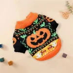 Pet Halloween Pumpkin Ghost Knit Sweater 4