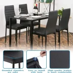 5 Piece Black Glass Dining Set with Chairs 4
