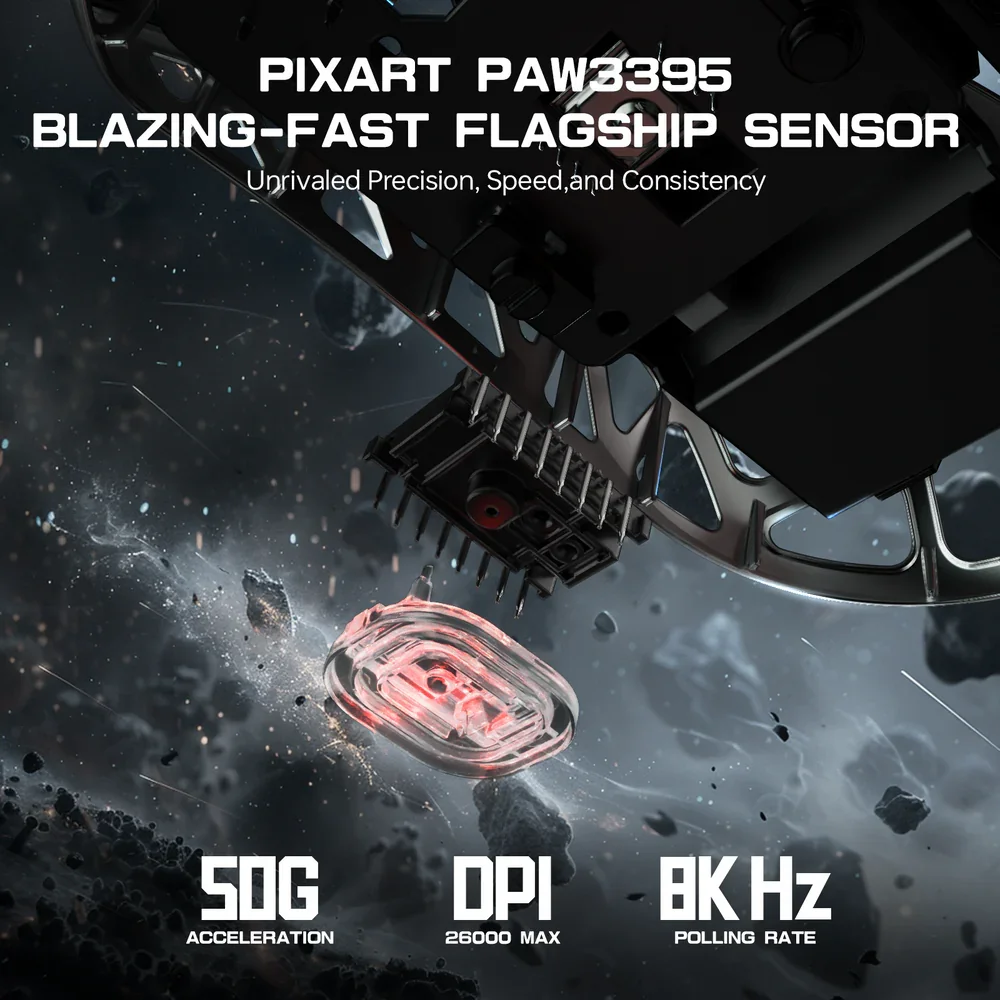 ATTACK SHARK R3 Magnesium Alloy Gaming Mouse 8K SUPERLIGHT 8000Hz 6 Adjustable DPI up to 26000 PAW3395 BT/2.4G Wireless/Wired 4 ATTACK SHARK R3 Magnesium Alloy Gaming Mouse 8K SUPERLIGHT 8000Hz 6 Adjustable DPI up to 26000 PAW3395 BT/2.4G Wireless/Wired 4