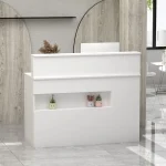 White Reception Desk with Light and Drawers 4