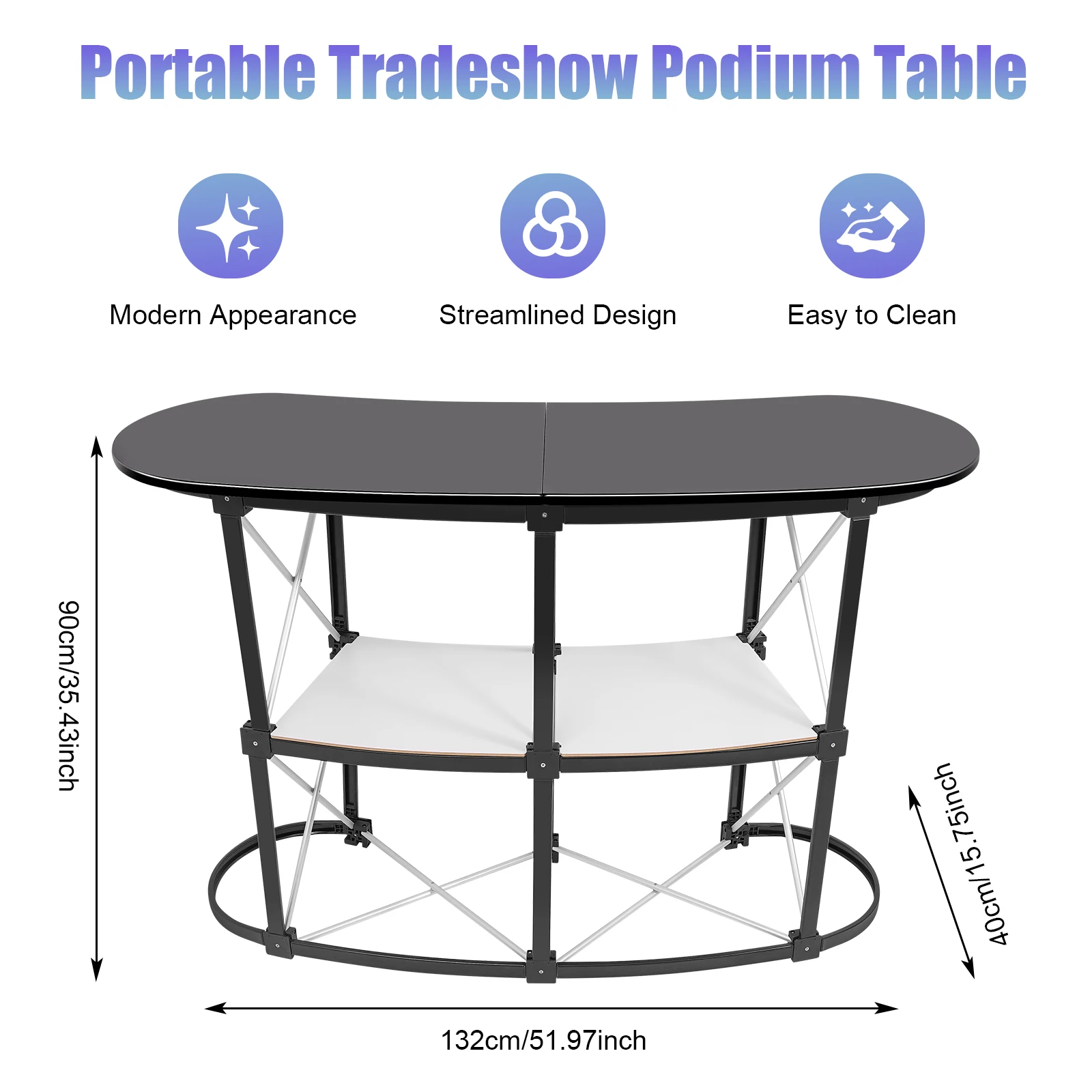 Portable Trade Show Counter Table with Shelf 3 Portable Trade Show Counter Table with Shelf 3