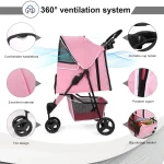 3 Wheel Foldable Pet Stroller with Basket 4