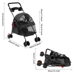 Foldable 4 Wheel Pet Travel Stroller with Brake 4