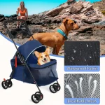 4-Wheel Folding Pet Stroller with Cup Holder 3