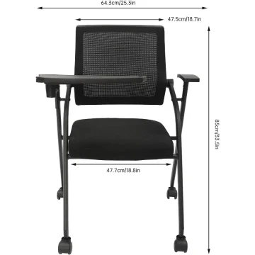 Foldable Tablet Conference Chair with Wheels 2