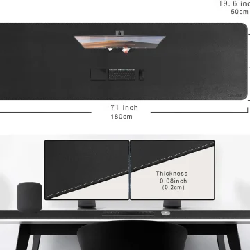 71-inch Waterproof PU Leather Desk Mat Black 2