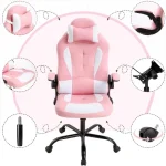 Gaming Chair Office Chair Desk Chair with Lumbar Support Flip Up Arms Headrest Swivel Rolling Adjustable PU Leather Racing 3