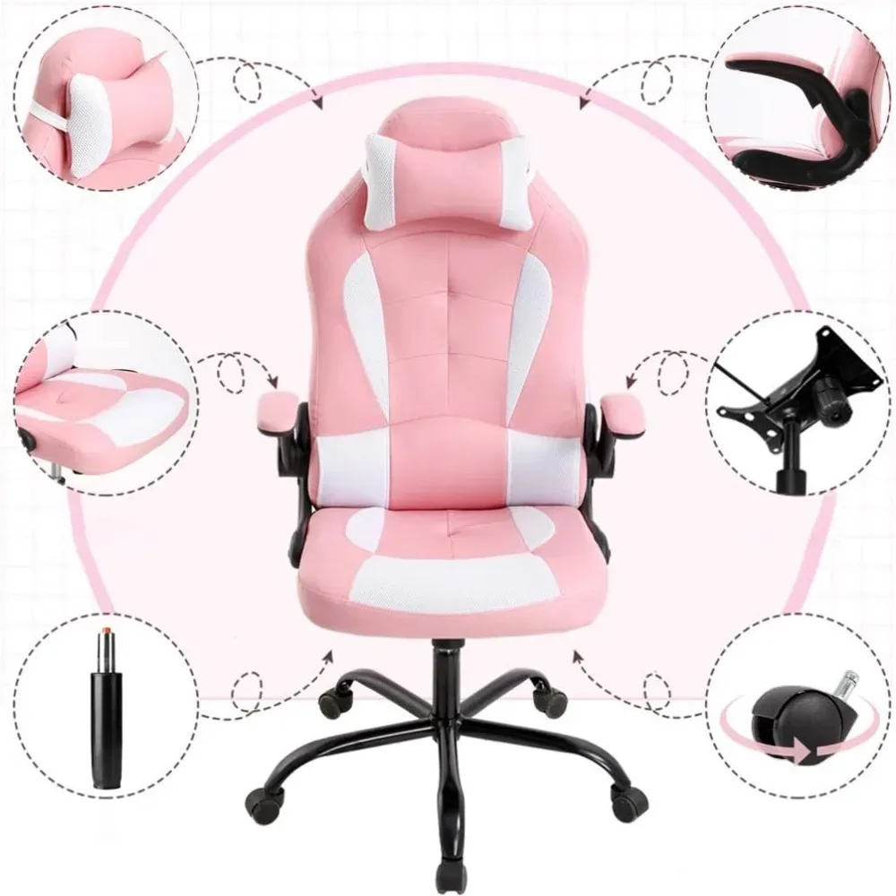Gaming Chair Office Chair Desk Chair with Lumbar Support Flip Up Arms Headrest Swivel Rolling Adjustable PU Leather Racing 3 Gaming Chair Office Chair Desk Chair with Lumbar Support Flip Up Arms Headrest Swivel Rolling Adjustable PU Leather Racing 3