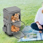 Grey Double Pet Rolling Carrier with Wheels 1