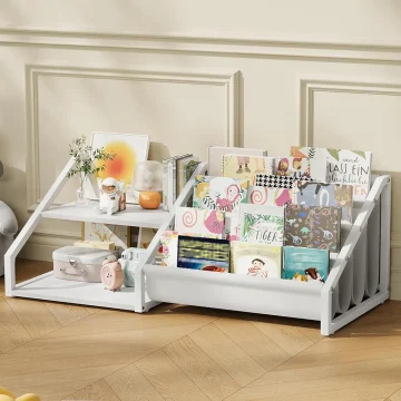 Kids Bookshelf with Sling Rack Storage 1