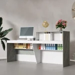 Modern Reception Desk With Storage Shelves 4