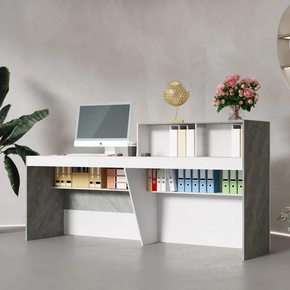 Modern Reception Desk With Storage Shelves 4 Modern Reception Desk With Storage Shelves 4