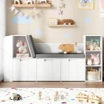 Kids Reading Nook Bookshelf Bench with Drawers 3
