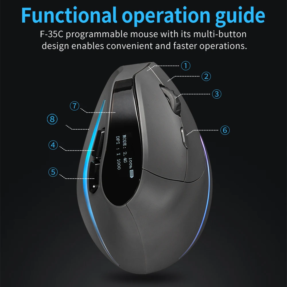 Rechargeable Tri-Mode Vertical Mouse 7 Button 4 Rechargeable Tri-Mode Vertical Mouse 7 Button 4
