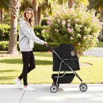 3-Wheel Foldable Pet Stroller with Mesh 2