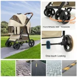Compact 4 Wheel Pet Stroller with Carrier 5