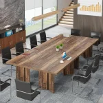 Rustic 12 Seat Wood Conference Table Set 3